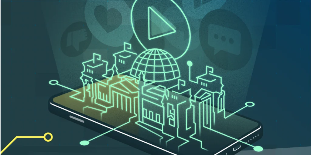 Grafik vom Reichstagsgebäude als stilisierte Zeichnung auf einem Smartphone